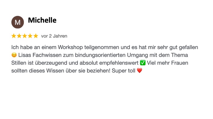 Google-Bewertung einer Teilnehmerin